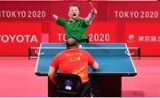 25 August 2021; Colin Judge of Ireland celebrates winning a game whilst competing in his C3 Men's Singles Table Tennis Qualifying Group G match against Ping Zhao of China at the Tokyo Metropolitan Gymnasium on day one during the Tokyo 2020 Paralympic Games in Tokyo, Japan. Photo by Sam Barnes/Sportsfile