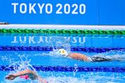 25 August 2021; Nicole Turner of Ireland, right, competing in Women's S6 50 Metre Freestyle final at the Tokyo Aquatic Centre on day one during the Tokyo 2020 Paralympic Games in Tokyo, Japan. Photo by Sam Barnes/Sportsfile