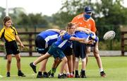 25 August 2021; Tara Eason, age 10, watches by coach Niall Kerley during the Bank of Ireland Leinster Rugby Summer Camp at Ashbourne RFC in Ashbourne, Meath. Photo by Matt Browne/Sportsfile