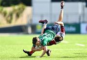 25 August 2021; Shane Duffy of South-East is tackled by Rory Allen of Midlands during the Shane Horgan Cup Round 2 match between Midlands and South East at Energia Park in Dublin.  Photo by Eóin Noonan/Sportsfile