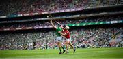 22 August 2021; David Reidy of Limerick in action against Seán O’Leary Hayes of Cork during the GAA Hurling All-Ireland Senior Championship Final match between Cork and Limerick in Croke Park, Dublin. Photo by Stephen McCarthy/Sportsfile