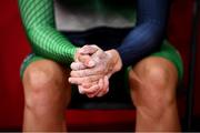 26 August 2021; The hands of Katie-George Dunlevy of Ireland before competing in the Women's B 1000 metre time trial final at the Izu Velodrome on day two during the Tokyo 2020 Paralympic Games in Tokyo, Japan. Photo by David Fitzgerald/Sportsfile