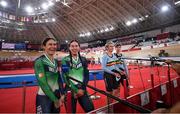 26 August 2021; Katie-George Dunlevy, left, and Eve McCrystal of Ireland speak to RTÉ after competing in the Women's B 1000 metre time trial final at the Izu Velodrome on day two during the Tokyo 2020 Paralympic Games in Tokyo, Japan. Photo by David Fitzgerald/Sportsfile
