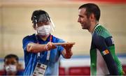 26 August 2021; Ronan Grimes of Ireland is interviewed after competing in the Men's C4-5 1000 metre time trial at the Izu Velodrome on day two during the Tokyo 2020 Paralympic Games in Tokyo, Japan. Photo by David Fitzgerald/Sportsfile