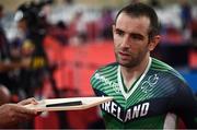 26 August 2021; Ronan Grimes of Ireland is interviewed after competing in the Men's C4-5 1000 metre time trial at the Izu Velodrome on day two during the Tokyo 2020 Paralympic Games in Tokyo, Japan. Photo by David Fitzgerald/Sportsfile