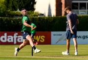 26 August 2021; Josh Little in action during a Cricket Ireland training session ahead of the Zimbabwe series at Clontarf Cricket Club in Dublin. Photo by Matt Browne/Sportsfile
