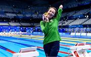 26 August 2021; Ellen Keane of Ireland with her gold medal after winning the Women's SB8 100 metre breaststroke final at the Tokyo Aquatic Centre on day two during the Tokyo 2020 Paralympic Games in Tokyo, Japan. Photo by Sam Barnes/Sportsfile