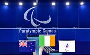 26 August 2021; Tricolour is raised alongside the flags of Australia and Russia Paralympic Committee during the medal ceremony for Ellen the Women's SB8 100 metre breaststroke final at the Tokyo Aquatic Centre on day two during the Tokyo 2020 Paralympic Games in Tokyo, Japan. Photo by Sam Barnes/Sportsfile