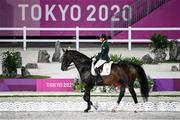 26 August 2021; Tamsin Addison of Ireland on Fahrenheit competes in the Grade V Dressage Individual Test at the Equestrian Park on day two during the Tokyo 2020 Paralympic Games in Tokyo, Japan. Photo by Sportsfile