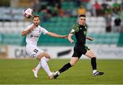 26 August 2021; Gary O'Neill of Shamrock Rovers in action against Rauno Sappinen of Flora Tallinn during the UEFA Europa Conference League play-off second leg match between Shamrock Rovers and Flora Tallinn at Tallaght Stadium in Dublin. Photo by Seb Daly/Sportsfile