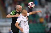 26 August 2021; Henrik Ojamaa of Flora Tallinn in action against Joey O'Brien of Shamrock Rovers during the UEFA Europa Conference League play-off second leg match between Shamrock Rovers and Flora Tallinn at Tallaght Stadium in Dublin. Photo by Stephen McCarthy/Sportsfile