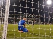 26 August 2021; Shamrock Rovers goalkeeper Alan Mannus reacts after conceding a goal, scored by Rauno Sappinen of Flora Tallinn, during the UEFA Europa Conference League play-off second leg match between Shamrock Rovers and Flora Tallinn at Tallaght Stadium in Dublin. Photo by Seb Daly/Sportsfile