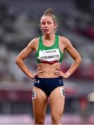 27 August 2021; Greta Streimikyte of Ireland, after finishing second in her T13 Women's 1500 metres heat, behind Tigist Gezahagn Menigstu of Ethiopia, at the Olympic Stadium on day 3 during the Tokyo 2020 Paralympic Games in Tokyo, Japan. Photo by Sam Barnes/Sportsfile