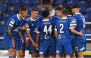 27 August 2021; John Martin of Waterford, fourth from right, celebrates with team-mates after scoring his side's first goal during the extra.ie FAI Cup Second Round match between Waterford and Kilnamanagh at RSC In Waterford. Photo by Matt Browne/Sportsfile