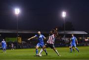 27 August 2021; Bastien Hery of Derry City in action against Karl O’Sullivan of Finn Harps during the extra.ie FAI Cup Second Round match between Finn Harps and Derry City at Finn Park in Ballybofey, Donegal. Photo by Ramsey Cardy/Sportsfile