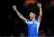 27 August 2021; Adam Foley of Finn Harps celebrates at the final whistle of the extra.ie FAI Cup Second Round match between Finn Harps and Derry City at Finn Park in Ballybofey, Donegal. Photo by Ramsey Cardy/Sportsfile