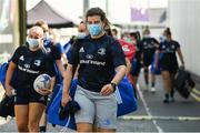 28 August 2021; Jenny Murphy of Leinster arrive before the Vodafone Women’s Interprovincial Championship Round 1 match between at Connacht and Leinster at The Sportsground in Galway. Photo by Harry Murphy/Sportsfile