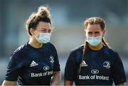 28 August 2021; Vic O’Mahony, left, and Caoimhe Molloy of Leinster walk the pitch before the Vodafone Women’s Interprovincial Championship Round 1 match between at Connacht and Leinster at The Sportsground in Galway. Photo by Harry Murphy/Sportsfile