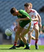28 August 2021; Conor Ennis of Meath in action against Eoin McElholm of Tyrone during the Electric Ireland GAA Football All-Ireland Minor Championship Final match between Meath and Tyrone at Croke Park in Dublin. Photo by Brendan Moran/Sportsfile