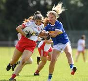 28 August 2021; Aoibhinn McHugh of Tyrone in action against Laura Dillon of Tipperary during the TG4 All-Ireland Ladies SFC relegation play-off match between Tipperary and Tyrone at Coralstown Kinnegad GAA Club in Kinnegad, Westmeath. Photo by Matt Browne/Sportsfile