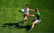 28 August 2021; Ronan Molloy of Tyrone in action against Killian Smyth of Meath during the Electric Ireland GAA Football All-Ireland Minor Championship Final match between Meath and Tyrone at Croke Park in Dublin. Photo by Daire Brennan/Sportsfile