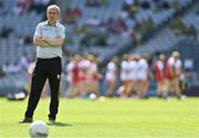 28 August 2021; Kerry manager Peter Keane during the warm-up before the GAA Football All-Ireland Senior Championship semi-final match between Kerry and Tyrone at Croke Park in Dublin. Photo by Brendan Moran/Sportsfile