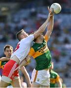 28 August 2021; Brian Kennedy of Tyrone in action against David Moran of Kerry during the GAA Football All-Ireland Senior Championship semi-final match between Kerry and Tyrone at Croke Park in Dublin. Photo by Brendan Moran/Sportsfile
