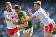 28 August 2021; Jack Barry of Kerry in action against Frank Burns, left, and Michael O'Neill of Tyrone during the GAA Football All-Ireland Senior Championship semi-final match between Kerry and Tyrone at Croke Park in Dublin. Photo by Brendan Moran/Sportsfile