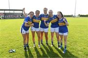 28 August 2021; Tipperary goalscorers, from left, Aine Delaney, Roisin Daly, Marie Creedon, Aisling McCarthy and Angela McGuigan after the TG4 All-Ireland Ladies SFC relegation play-off match between Tipperary and Tyrone at Coralstown Kinnegad GAA Club Kinnegad, Westmeath. Photo by Matt Browne/Sportsfile