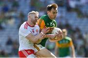 28 August 2021; Jack Barry of Kerry in action against Frank Burns of Tyrone during the GAA Football All-Ireland Senior Championship semi-final match between Kerry and Tyrone at Croke Park in Dublin. Photo by Brendan Moran/Sportsfile