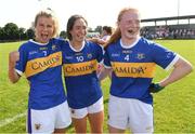 28 August 2021; Tipperary players, from left, Laura Dillon, Cliona O'Dwyer and Emma Cronin after the TG4 All-Ireland Ladies SFC relegation play-off match between Tipperary and Tyrone at Coralstown Kinnegad GAA Club Kinnegad, Westmeath. Photo by Matt Browne/Sportsfile