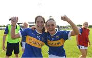 28 August 2021; Tipperary players Cliona O'Dwyer, left, and Aoibhe O'Shea after the TG4 All-Ireland Ladies SFC relegation play-off match between Tipperary and Tyrone at Coralstown Kinnegad GAA Club Kinnegad, Westmeath. Photo by Matt Browne/Sportsfile