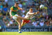 28 August 2021; Paul Geaney of Kerry in action against Peter Harte of Tyrone during the GAA Football All-Ireland Senior Championship semi-final match between Kerry and Tyrone at Croke Park in Dublin. Photo by Stephen McCarthy/Sportsfile