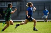28 August 2021; Michelle Claffey of Leinster gets away from Nicole Carroll of Connacht on her way to scoring her side's second try during the Vodafone Women’s Interprovincial Championship Round 1 match between at Connacht and Leinster at The Sportsground in Galway. Photo by Harry Murphy/Sportsfile