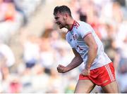 28 August 2021; Conor McKenna of Tyrone celebrates scoring his side's first goal during the GAA Football All-Ireland Senior Championship semi-final match between Kerry and Tyrone at Croke Park in Dublin. Photo by Piaras Ó Mídheach/Sportsfile