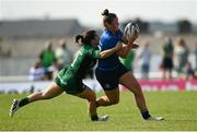 28 August 2021; Nikki Caughey of Leinster is tackled by Mary Healy of Connacht during the Vodafone Women’s Interprovincial Championship Round 1 match between at Connacht and Leinster at The Sportsground in Galway. Photo by Harry Murphy/Sportsfile
