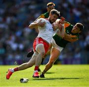 28 August 2021; Matthew Donnelly of Tyrone is tackled by Gavin White of Kerry during the GAA Football All-Ireland Senior Championship semi-final match between Kerry and Tyrone at Croke Park in Dublin. Photo by Ray McManus/Sportsfile