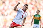 28 August 2021; Darren McCurry of Tyrone celebrates kicking a late point during the GAA Football All-Ireland Senior Championship semi-final match between Kerry and Tyrone at Croke Park in Dublin. Photo by Brendan Moran/Sportsfile
