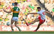 28 August 2021; Conor McKenna of Tyrone shoots to score his side's third goal during the GAA Football All-Ireland Senior Championship semi-final match between Kerry and Tyrone at Croke Park in Dublin. Photo by Brendan Moran/Sportsfile
