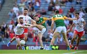 28 August 2021; Adrian Spillane of Kerry has a shot blocked by Ronan McNamee of Tyrone during the GAA Football All-Ireland Senior Championship semi-final match between Kerry and Tyrone at Croke Park in Dublin. Photo by Stephen McCarthy/Sportsfile