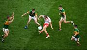 28 August 2021; Kieran McGeary of Tyrone in action against Kerry players, from left, Gavin Crowley, Tadhg Morley, Seán O'Shea, and Paul Murphy, during the GAA Football All-Ireland Senior Championship semi-final match between Kerry and Tyrone at Croke Park in Dublin. Photo by Daire Brennan/Sportsfile