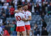 28 August 2021; Conor Meyler of Tyrone and team-mate Padraig Hampsey celebrate after the GAA Football All-Ireland Senior Championship semi-final match between Kerry and Tyrone at Croke Park in Dublin. Photo by Ray McManus/Sportsfile