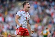 28 August 2021; Kieran McGeary of Tyrone celebrates at the final whistle of the GAA Football All-Ireland Senior Championship semi-final match between Kerry and Tyrone at Croke Park in Dublin. Photo by Brendan Moran/Sportsfile