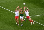 28 August 2021; Tommy Walsh of Kerry in action against Tiernan McCann, left, and Ronan McNamee of Tyrone during the GAA Football All-Ireland Senior Championship semi-final match between Kerry and Tyrone at Croke Park in Dublin. Photo by Daire Brennan/Sportsfile
