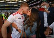28 August 2021; Cathal McShane of Tyrone celebrates with Kaitlynn Coyle after the GAA Football All-Ireland Senior Championship semi-final match between Kerry and Tyrone at Croke Park in Dublin. Photo by Stephen McCarthy/Sportsfile