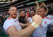 28 August 2021; Cathal McShane of Tyrone celebrates with supporters after the GAA Football All-Ireland Senior Championship semi-final match between Kerry and Tyrone at Croke Park in Dublin. Photo by Stephen McCarthy/Sportsfile