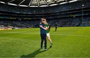 28 August 2021;Meath manager Cathal Ó Bric and Seán O'Hare celebrate after the Electric Ireland GAA Football All-Ireland Minor Championship Final match between Meath and Tyrone at Croke Park in Dublin. Photo by Ray McManus/Sportsfile