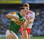 28 August 2021; Paudie Clifford of Kerry in action against Conor Meyler of Tyrone during the GAA Football All-Ireland Senior Championship semi-final match between Kerry and Tyrone at Croke Park in Dublin. Photo by Ray McManus/Sportsfile