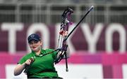 29 August 2021; Kerrie Leonard of Ireland after scoring a perfect round in her Women's W2 Individual Compound Open 1/16 Elimination round match against Jyoti Baliyan of India at the Yumenoshima Park Archery Field on day five during the Tokyo 2020 Paralympic Games in Tokyo, Japan. Photo by Sam Barnes/Sportsfile