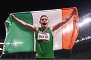 29 August 2021; Jason Smyth of Ireland celebrates with the tricolour after winning the T13 Men's 100 metre final at the Olympic Stadium on day five during the Tokyo 2020 Paralympic Games in Tokyo, Japan. Photo by Sam Barnes/Sportsfile